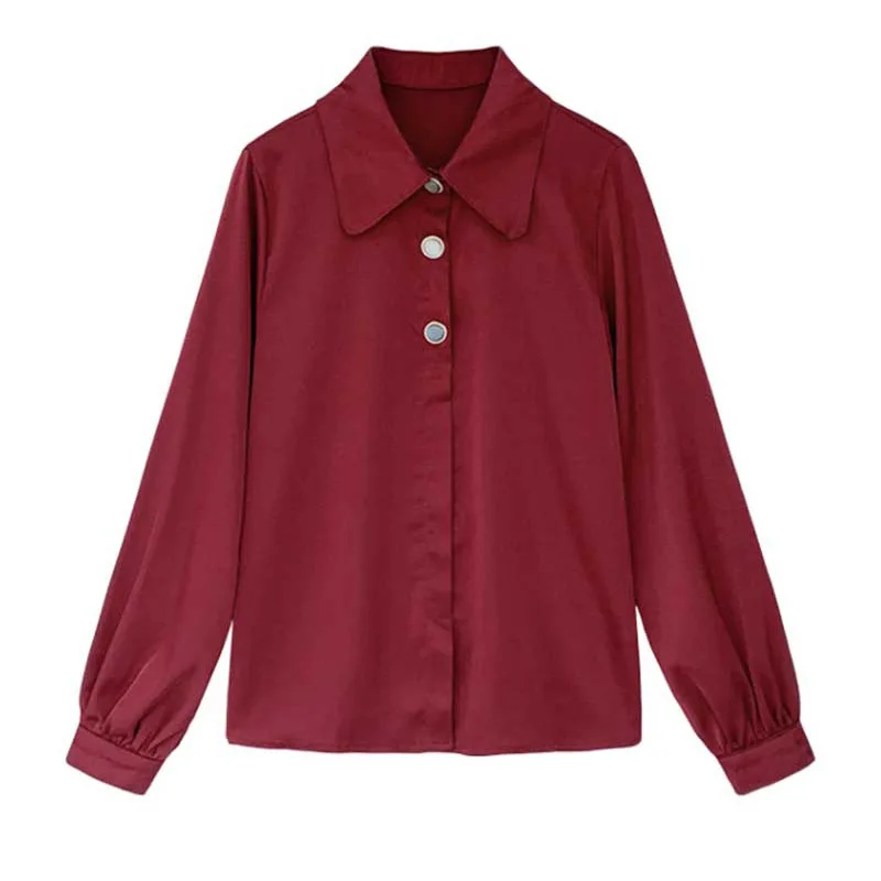 

Women Shirts Blouses Long Sleeve Turn-Down Collar Solid Color Ladies Chiffon Blouse Tops Office Style Chemise Femme Blusas