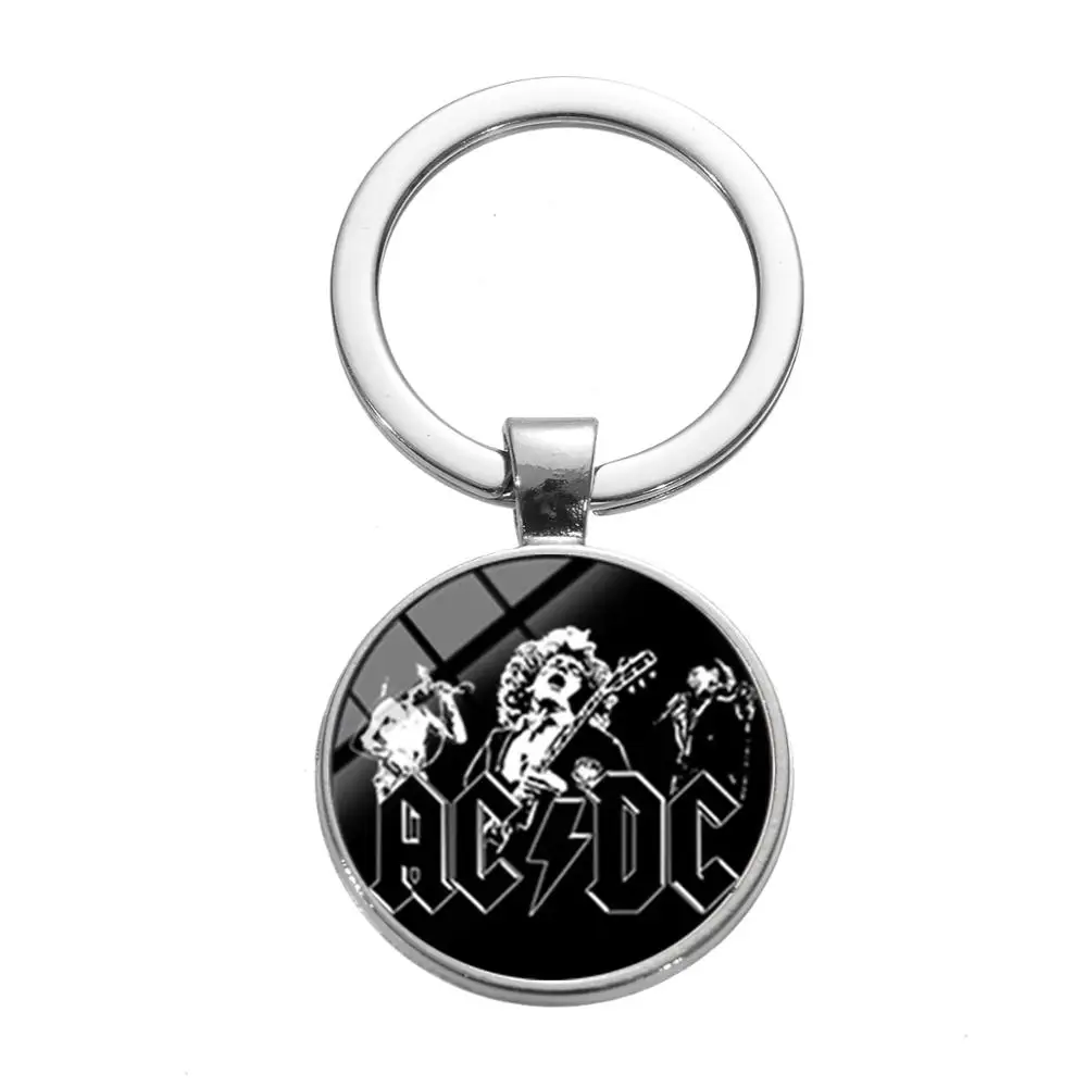 Style 8 SONGDA ACDC поп музыкальная Рок-Группа Вентиляторы брелок европейский и американский AC/DC Красный логотип стекло время драгоценный камень брелок с буквой цепи Мода - Цвет: Style 8