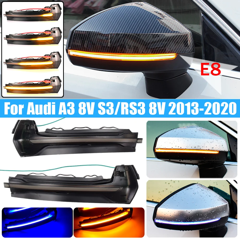 

For Audi A3 S3 RS3 8V RS3 2013-2020 LED Dynamic Car Blinker Side Mirror Marker Turn Signal Lights Lamp Accessories