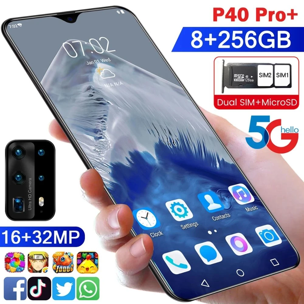 

Cell Phone Hauwei P40 pro Android Smart Phone 12+512GB Telephone 5000mAh Battery 6.6 inch 4G Global Version Mobile Phone