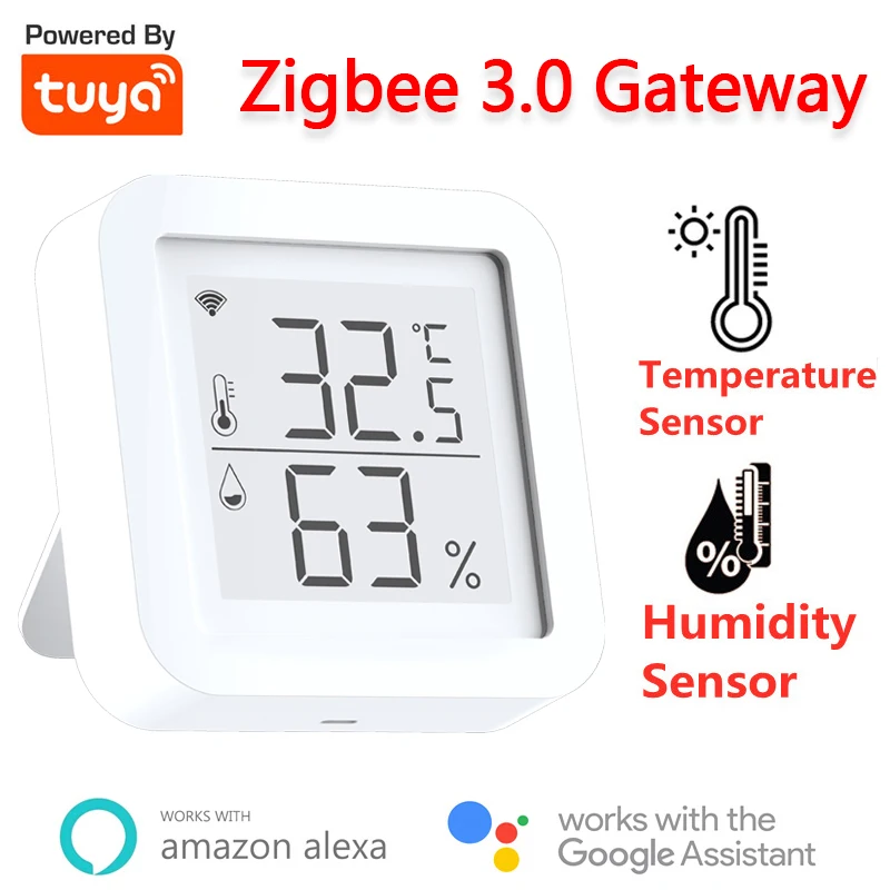 

Беспроводной шлюз Tuya Zigbee с датчиком температуры и влажности для умного дома, комплект с датчиком температуры и влажности, дистанционное упр...