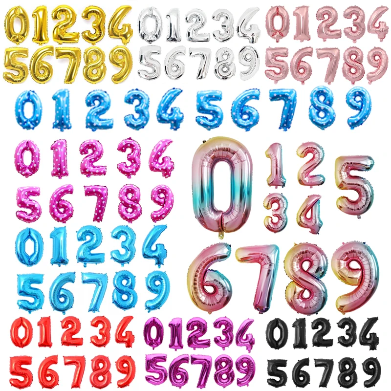 

32inch Number Balloon Blue Black Red Gold Silve Number Foil Balloons Baby Shower Happy Birthday Party Wedding Balloons