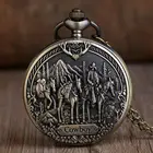 Ретро Винтажные бронзовые карманные часы, ковбойские кварцевые карманные часы с лошадью, аналоговые в виде кулона, мужские и женские часы с цепочкой, подарочные часы