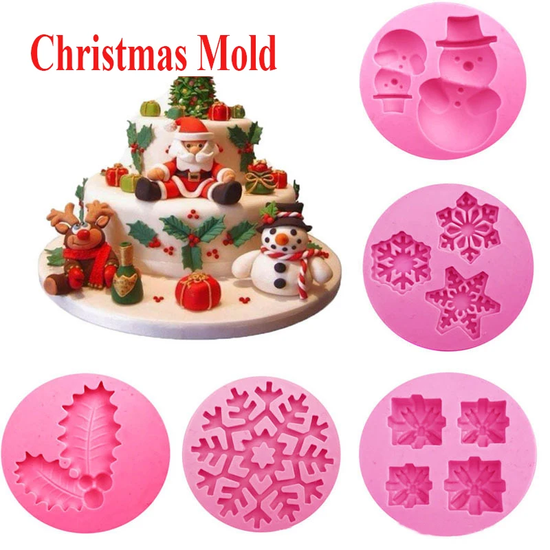 Рождественская серия силиконовая форма Снеговик Снежинка с листьями шоколада