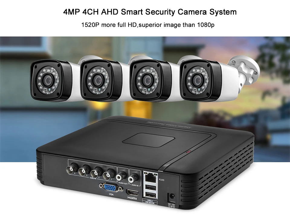 FUERS 4CH 8CH 5в1 AHD DVR система видеонаблюдения 4.0MP 1520 P Водонепроницаемая камера видео система скрытого наблюдения HDMI с 1 ТБ 2 ТБ HDD DIY Набор
