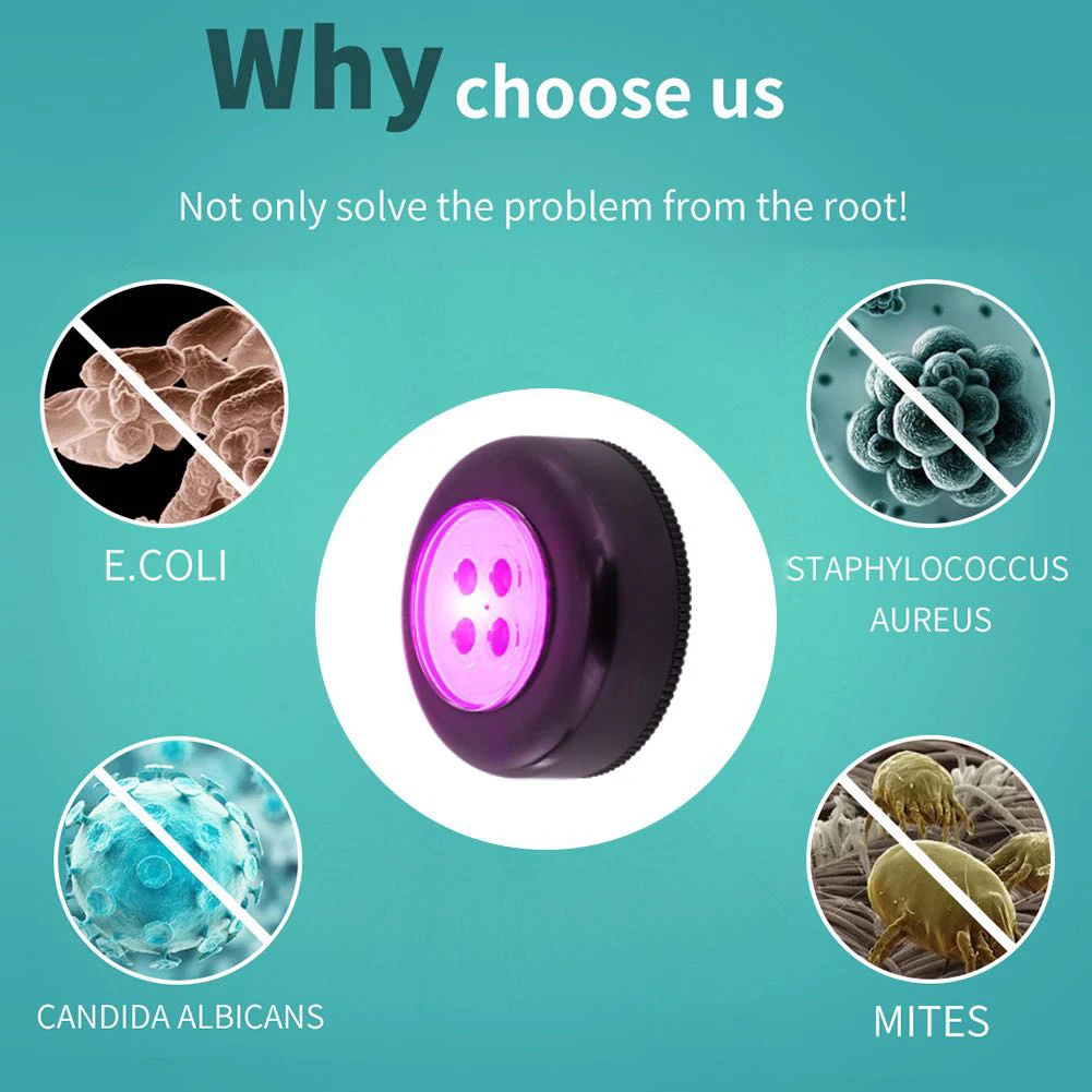 4LED портативный мини УФ ультрафиолетовая дезинфекция лампа светильник домашний