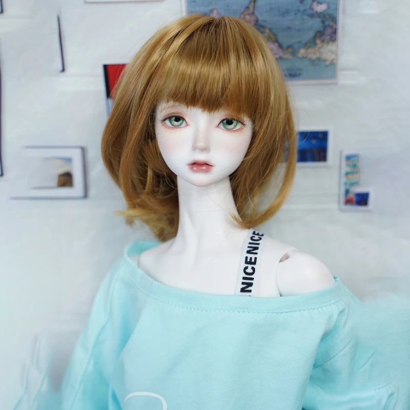 Bybrana 1/3 1/4 короткий Боб прямая девушка золотые волосы Bjd парик для кукол бесплатная