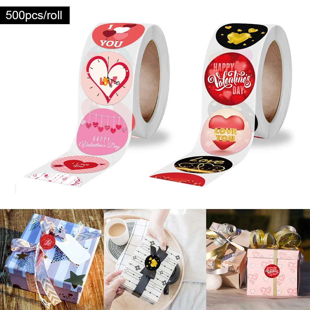 

Рулоны наклеек 500 шт., наклейка s День Святого Валентина, декор I Love You, наклейка s на День святого Валентина, подарочная коробка
