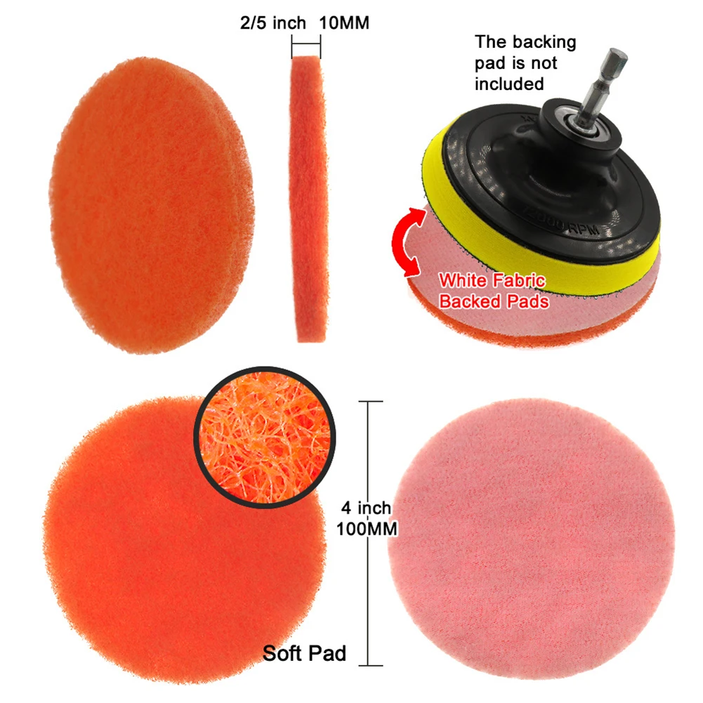 

20pcs 4 Inch Electric Drill Cleaning Tool Floor Sofa Pipe Wall Scrub Pads Sander Parts Accessories 20*Scrub Pads