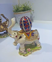 elephant jeweled trinket box elephant box with faberge egg on back handmade crystal metal ring holder elephant wedding gifts