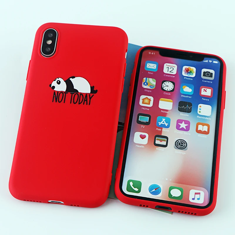 8631-red Забавные чехлы для телефонов с пандой для iPhone X XS MAX XR 8 7 6 s Plus, мягкие силиконовые облегающие накладки на заднюю панель - Цвет: 8631-red