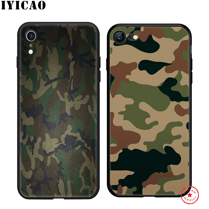 IYICAO мягкий чехол для телефона с камуфляжным узором iPhone 11 Pro XR X XS Max 6 6S 7 8 Plus 5 5S SE