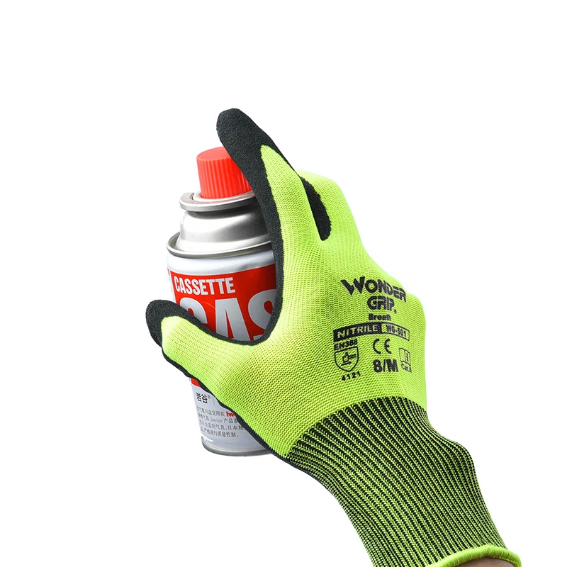 Construction Gloves Plumber Red Nylon Shell Black Nitrile Sandy Coating Work Safety |