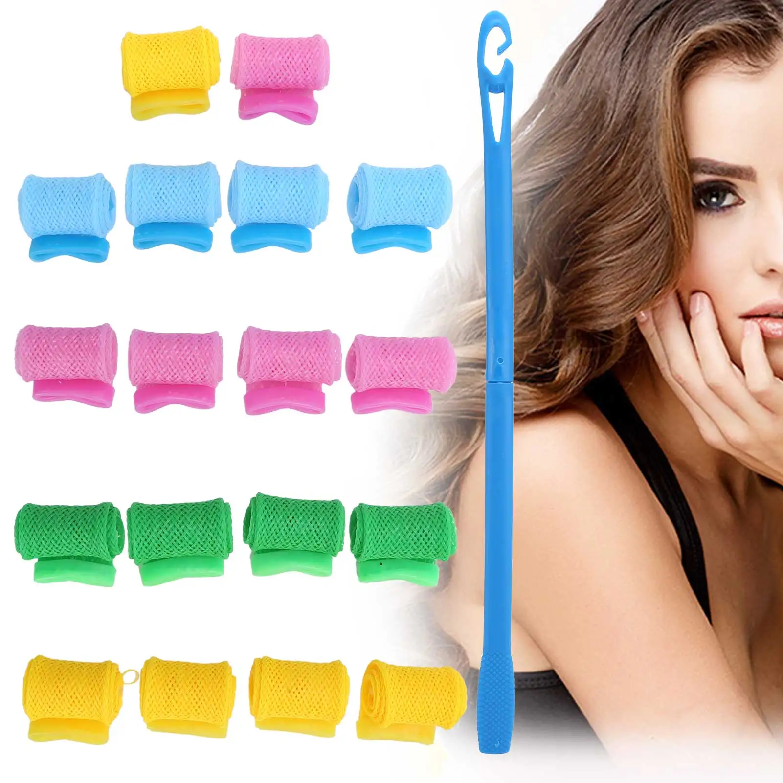

18PCS Hair Rollers Self Grip Hair Curlers Lazy Curler Hair Wand Heatless Curling Rod Headband Salon Household DIY Styling Tools