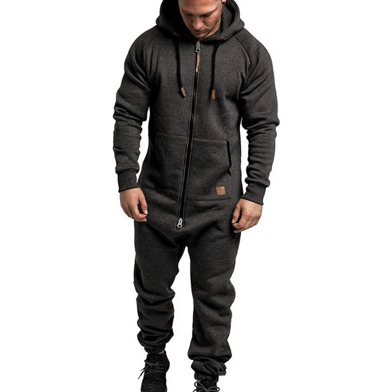 dark gray 2 MJARTORIA, Мужская цельная Пижама Gar, спортивный костюм на молнии с капюшоном, мужской комбинезон с камуфляжным принтом, уличная одежда, комбинезоны - Цвет: dark gray 2