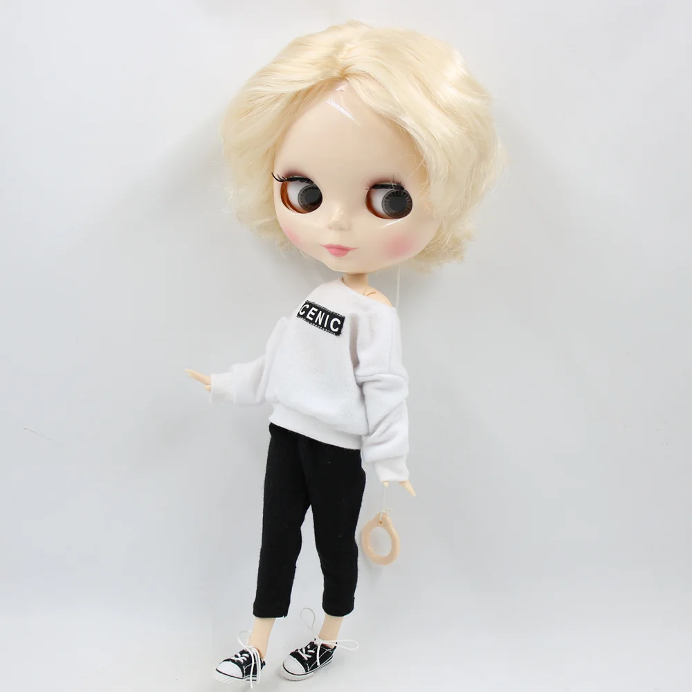 Наряды для Blyth doll белая рубашка с черными штанами для суставов или резиновое тело модная одежда ледяной, pullip, licca