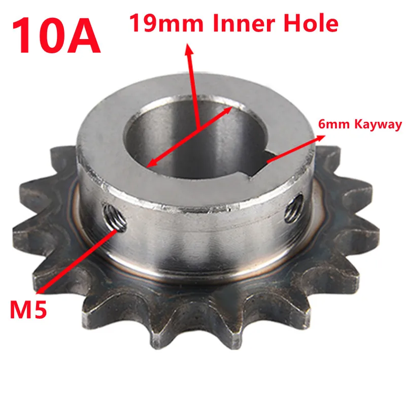10A Single Row Drive Sprocket Wheel Chain Gear Bore 19mm Inner Hole 6mm Keyway 12 13 14 15 16 17 18 19 20 Teeth