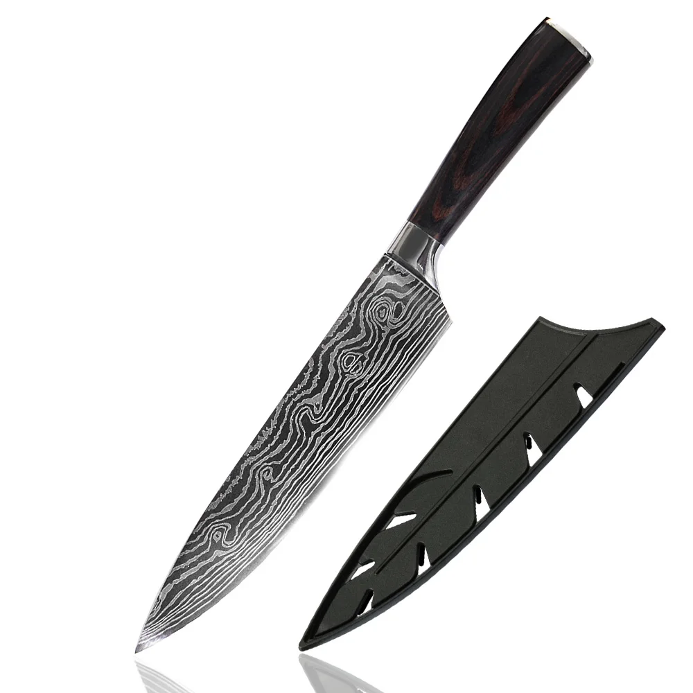 8 inch Chef Knife SOWOLL немецкий Высокоуглеродистый нож из нержавеющей стали, эргономичная ручка, Ультра острый, бесплатный подарок, кухонный нож в рулоне, сумка, чехлы - Цвет: 8 inch Chef Knife