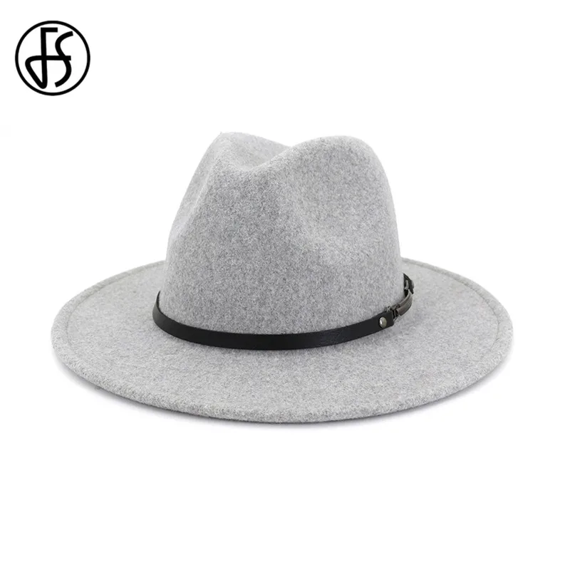 Шапка фетровая унисекс FS из шляпа с широкими полями шерсти бежевого и белого