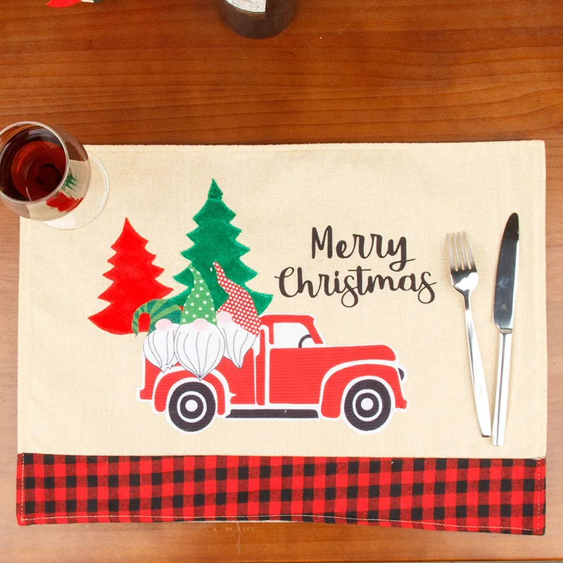 

Gift pack Placemat christmas placemat tablecloth linen Red wine set