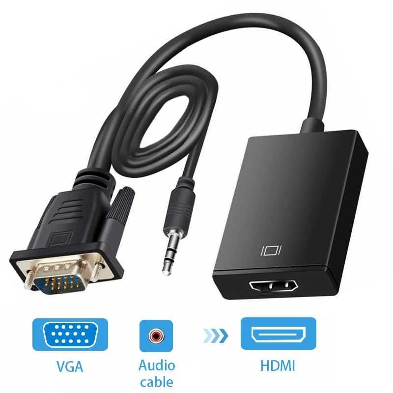 Адаптер-переходник с VGA на HDMI аудиовыходом 1080P адаптер для ПК ноутбука проектора