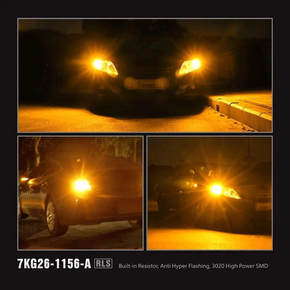 

Amber Yellow 1156 Bau15s PY21W 7507 LED Bulbs No Error Hyper Flashing Lamp Bulbs For Turn Signal Light