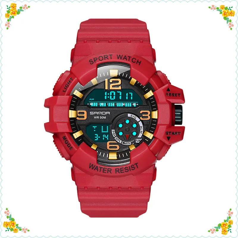 Цифровые мужские водонепроницаемые студенческие часы модные