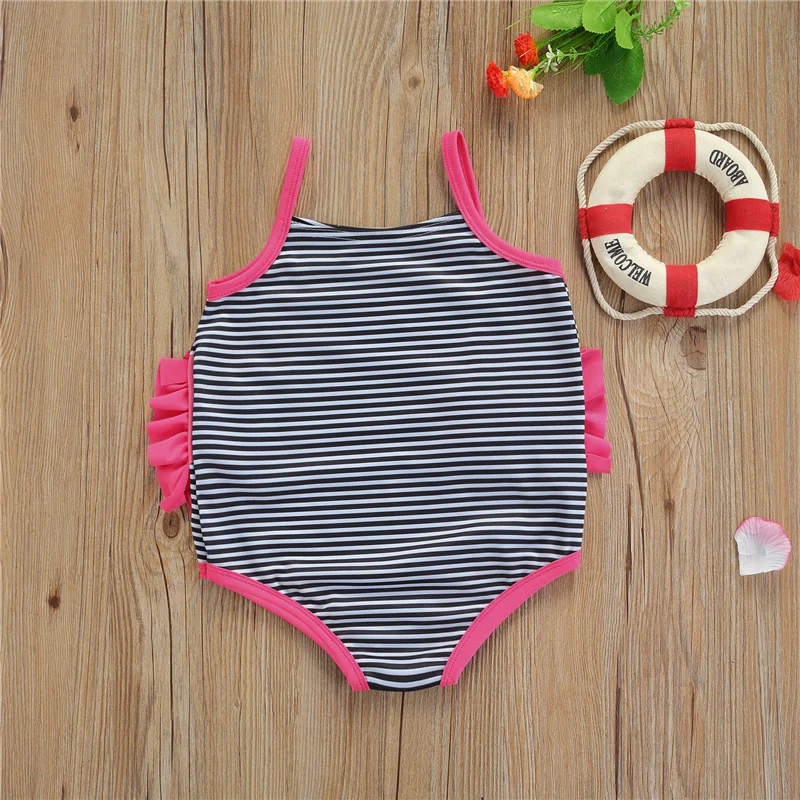 

Little girl's Swimming Bodysuit with 3D Flamingo,Infant Horizontal Stripes Print Summer Clothing