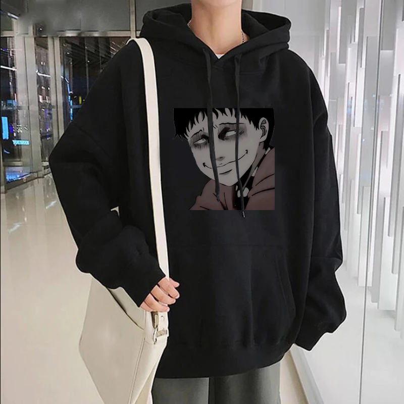

100%COTTON Junji Ito Japanese Anime Print Men Hoodies Sweatshirt Women Horror Winter Pullover Long Sleeve Oversized Vintage Male