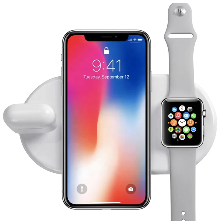 Быстрое беспроводное зарядное устройство Arc Qi 3 в 1 QC3.0 база США DockStation для Airpods Iphone X