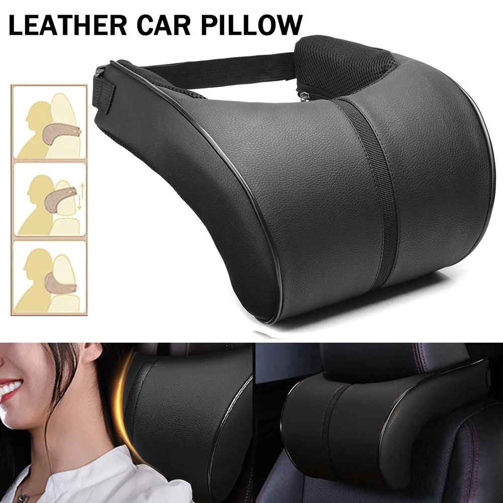 Автомобильная подушка для шеи, автомобильная Кожаная подушка с эффектом памяти, подушка для головы и шеи, для путешествий