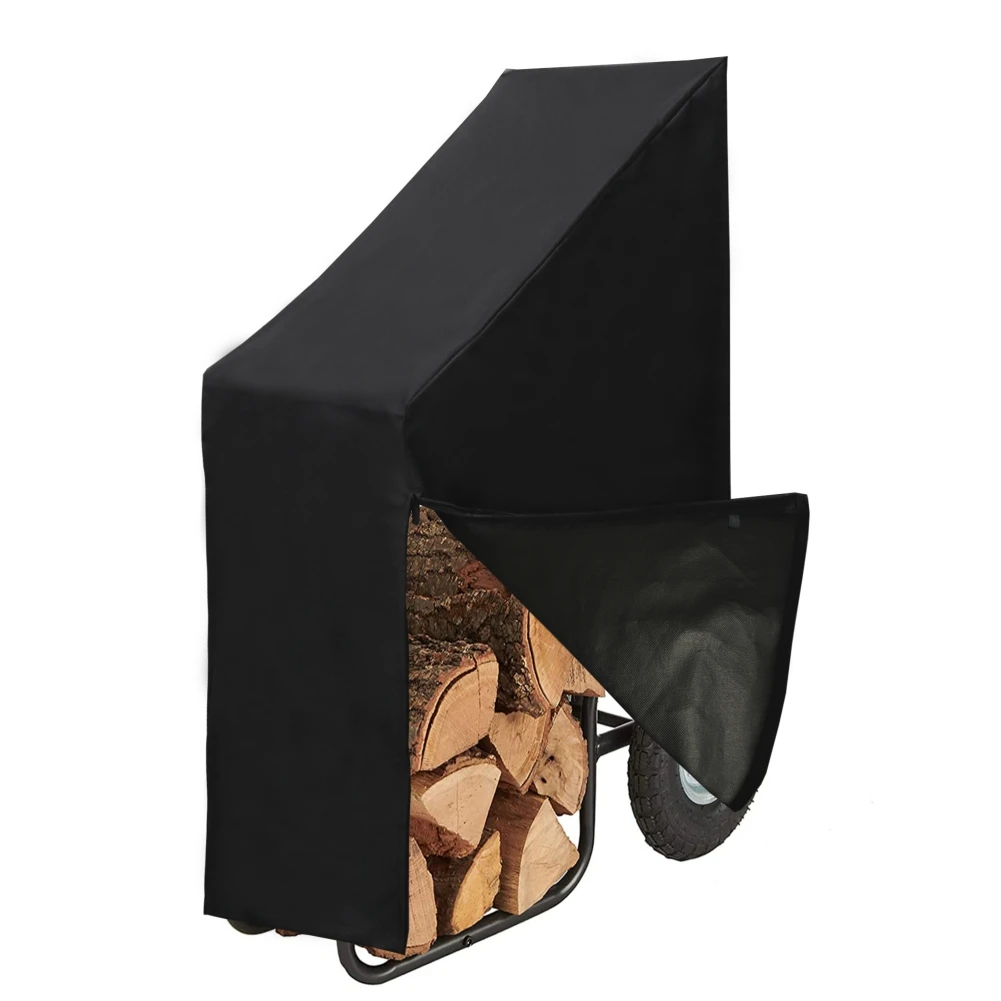 

Hot Deals Firewood Log Hoop Cover PVC Coating Firewood Log Cart Carrier Cover Waterproof Two Zipper Closures 600D Oxford Cloth