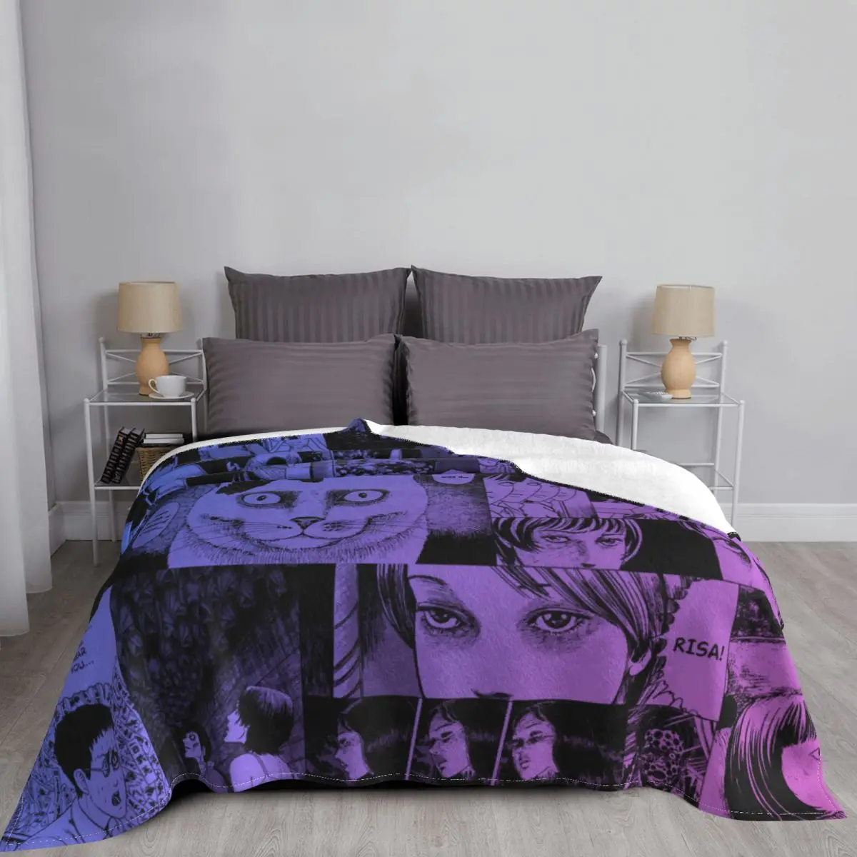 Junji Ito-mantas de cómics terror decoración felpa polar Coral ropa cama para dormitorio colcha sofá | Дом и сад