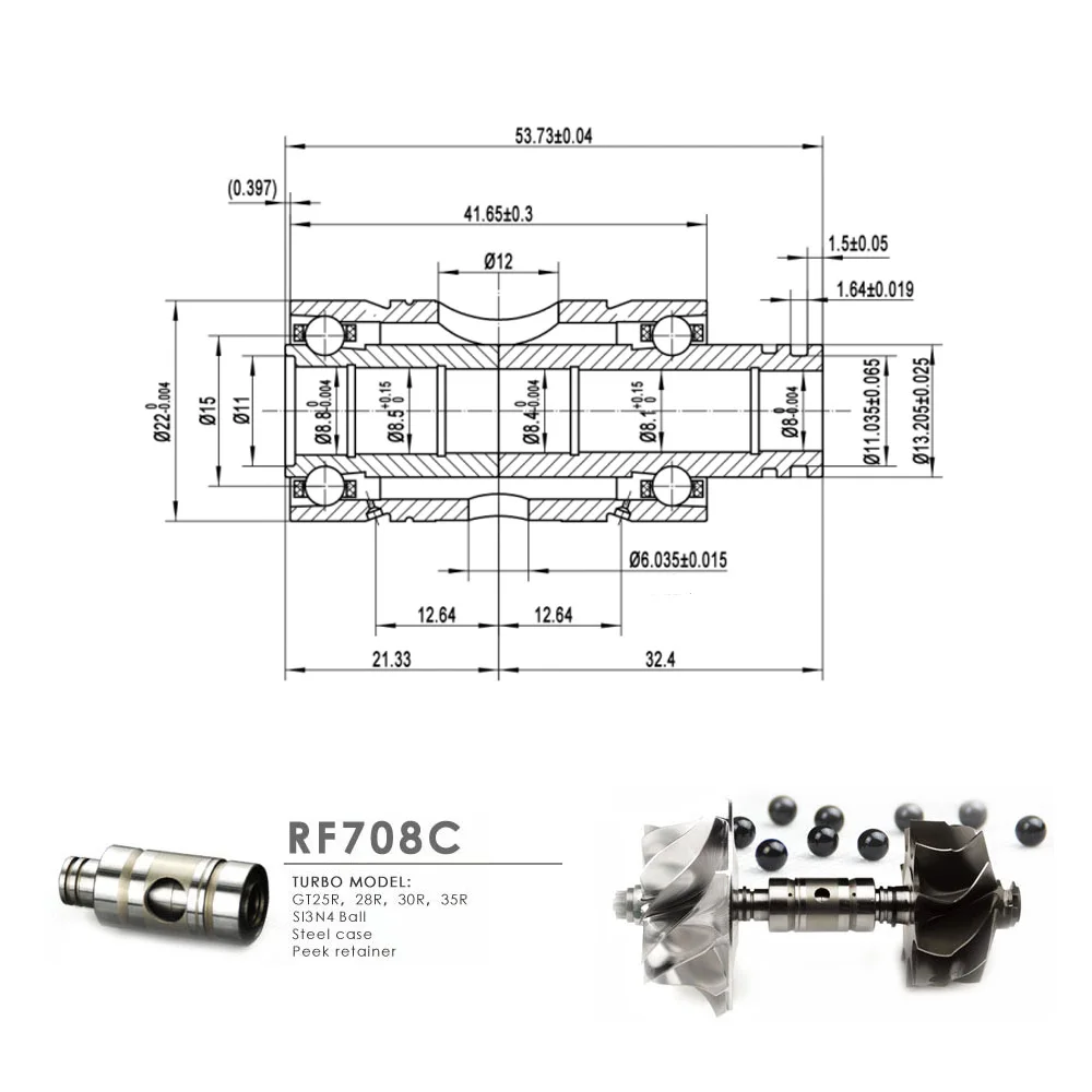 Керамические двойные шарикоподшипники для турбокомпрессоров GT25R GT28R GT30R GT35R |