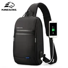 Мужская сумка через плечо Kingsons, сумка-мессенджер, маленькая нагрудная Сумка для бега и верховой езды, 10.1 дюймовый Водонепроницаемый планшет, черная сумка с USB-зарядкой