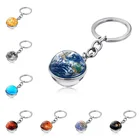 Брелок для ключей с изображением Вселенной, галактики, звездного неба, времени, драгоценных камней, двусторонний стеклянный шар