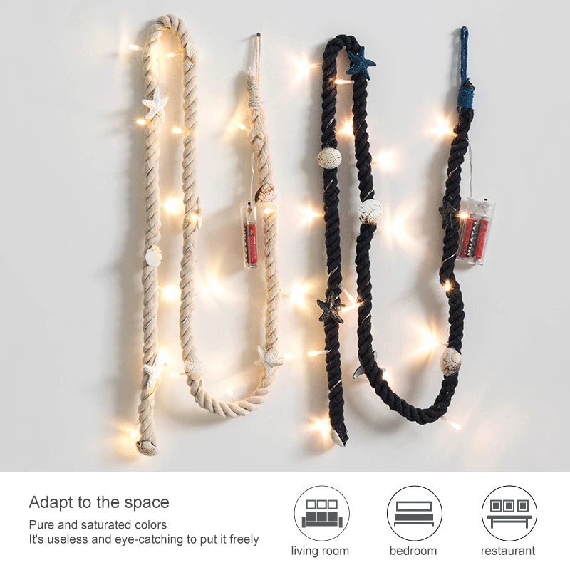 

Creative Home Furnishing LED Decorative Light Ocean Shell Starfish Cotton Rope String Lights Bedroom Restaurant Lights