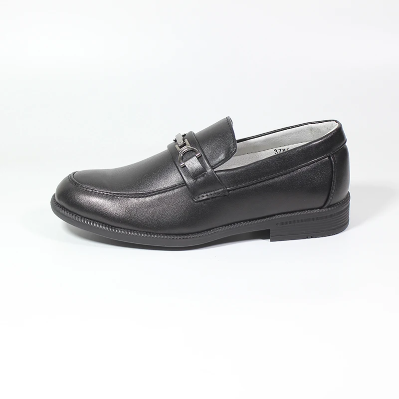 Туфли без шнуровки для мальчиков официальная обувь смарт черные с пряжкой