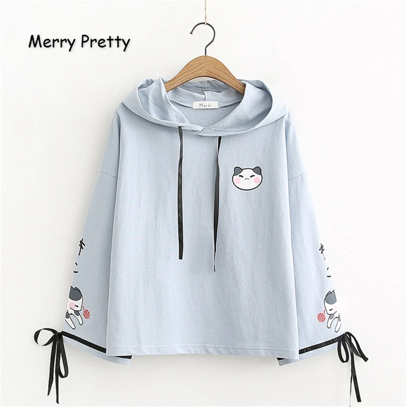 Женские толстовки с капюшоном Merry Pretty повседневные милые пуловеры длинным