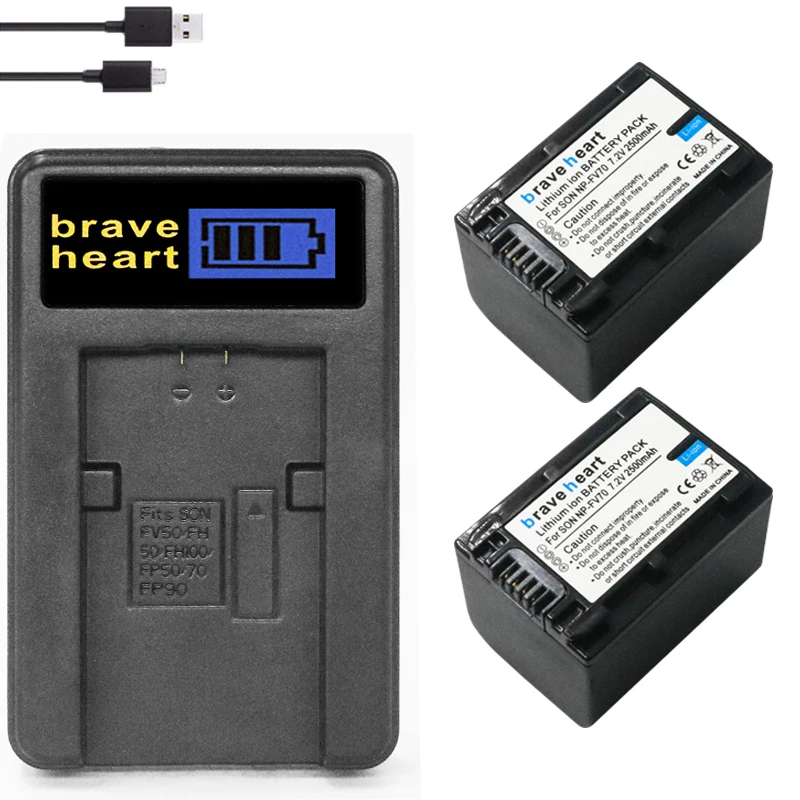 Аккумулятор NP FV70 NPFV70 2x bateria зарядное устройство с ЖК экраном и USB портом для камер