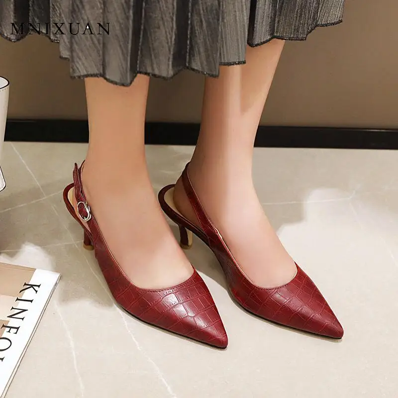 Женские сандалии MNIXUAN с острым носком высокий каблук-рюмочка офивечерние