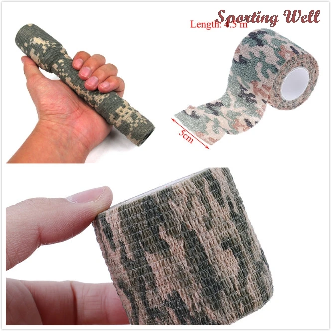 

5cm*4.5m Camouflage Tape Outdoor Hunting Shooting Tool Roll Men Self-adhesive Stealth Tape Waterproof Wrap Rifle Tape Camo