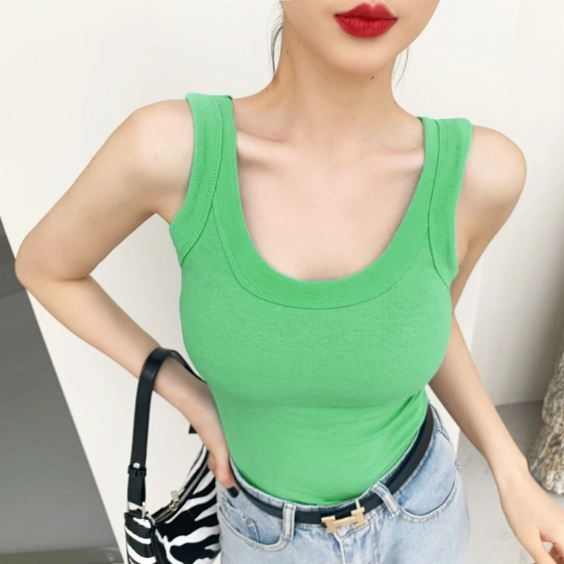 

The New Summer Knit Top Sleeveless Women Sexy Basic T Shirt Off Shoulder Ribbed Casual Tank Top movement Tank