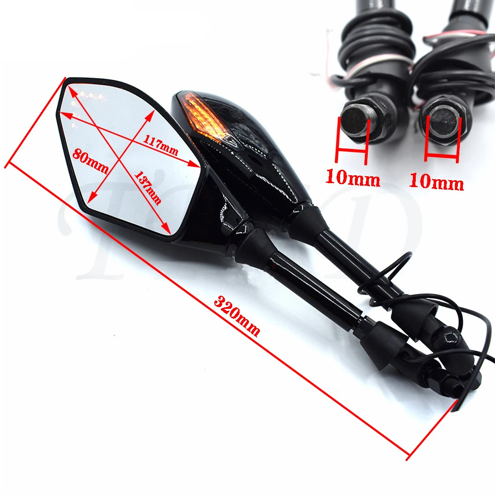 Мотоциклетные алюминиевые аксессуары универсальное 10 мм светодиодное зеркало