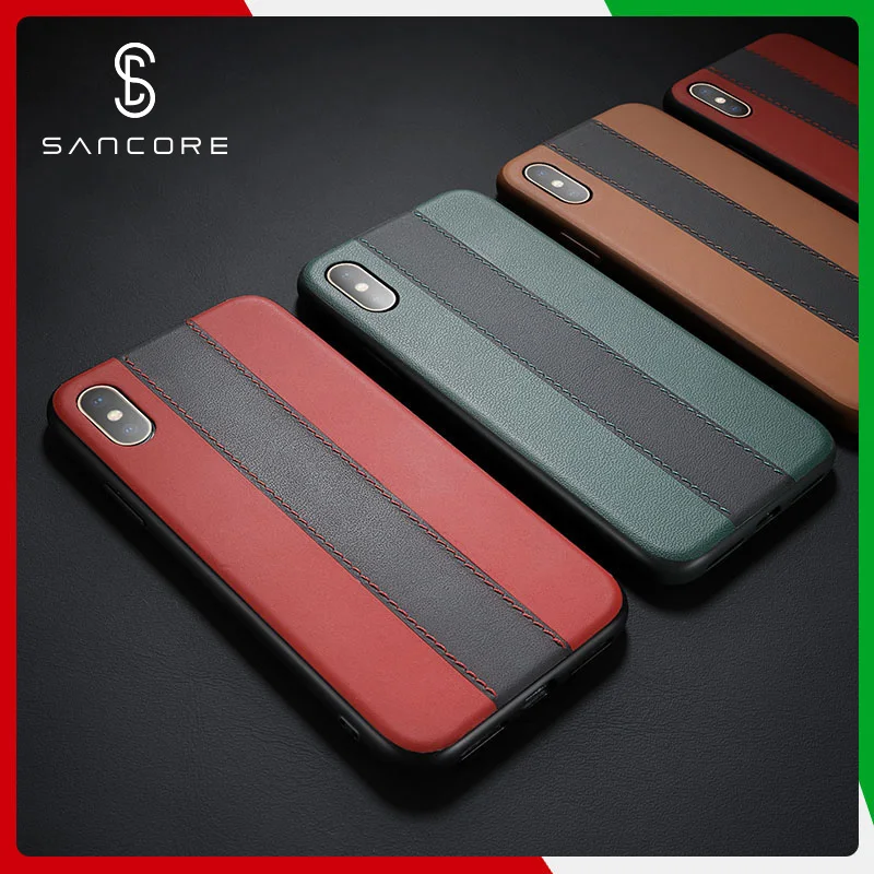 Sancore натуральная кожа наппа защитный чехол для телефона для iPhone X XS Max Роскошный PU ткань для iPhone Сумка задняя крышка