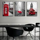Картина на холсте с изображением Красного автобуса, зонтика, телефонной будки