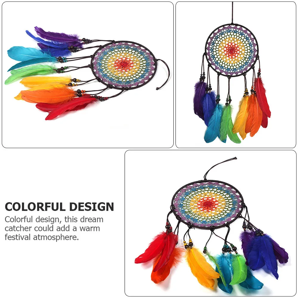 

1pc Colorful Dream Catcher Lovely Feather Dream Catcher Wall Hanging Ornament
