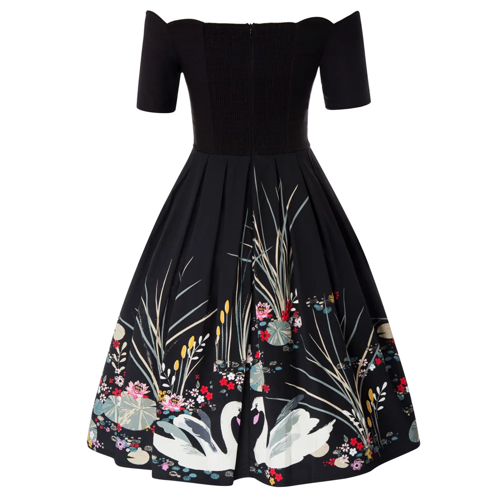 

Women Casual Half Sleeve Off-Shoulder Party Evening Cocktail Swing Mini Dress