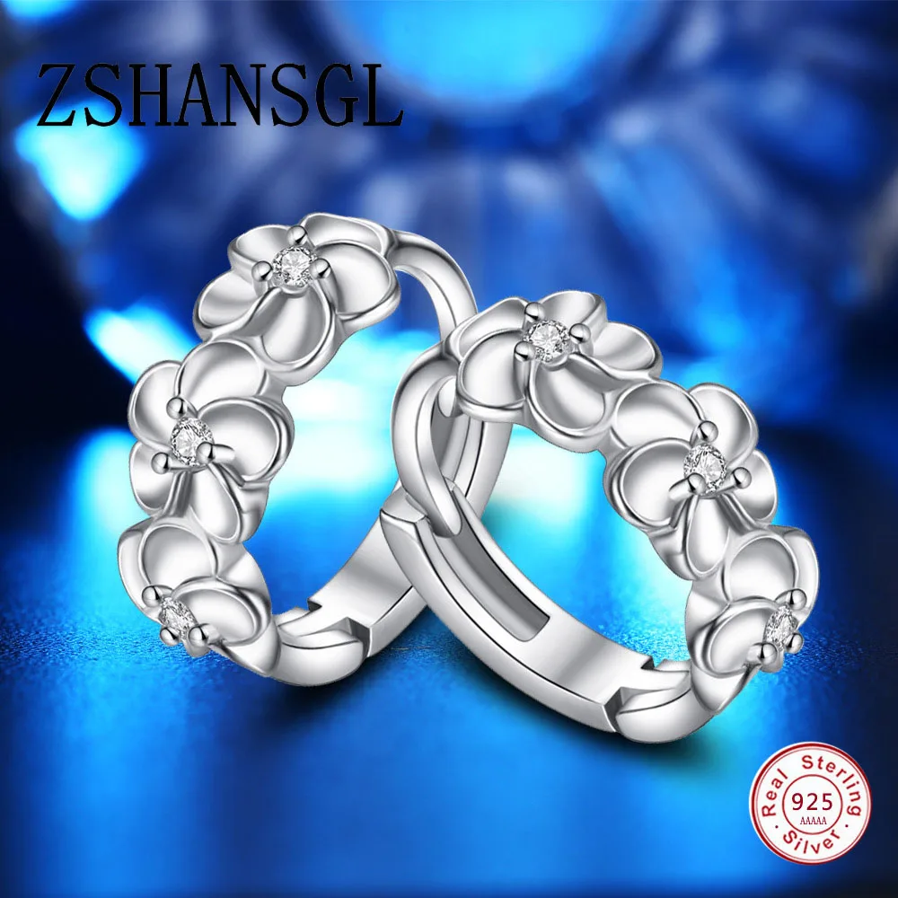 Аутентичные 925 стерлингового серебра Цвет цветок Форма серьги со шпилькой для