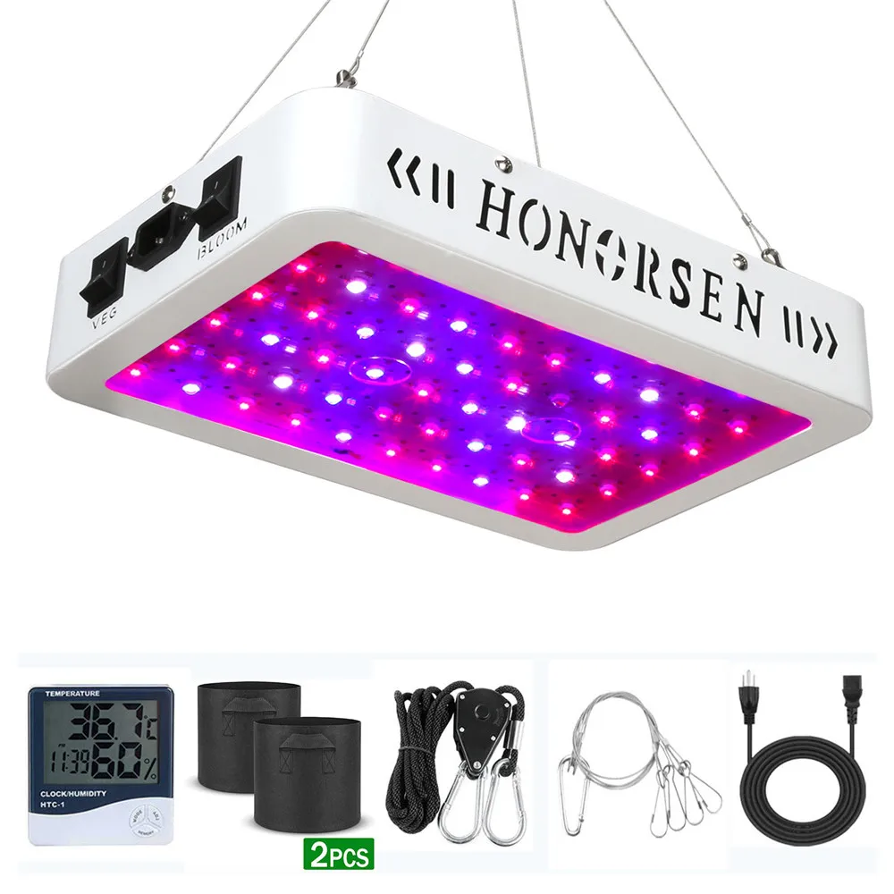 600W Led Grow Light Full Spectrum with Double Switch Veg and Bloom Growing Lights for Indoor Plants(10W led Chips 60Pcs)